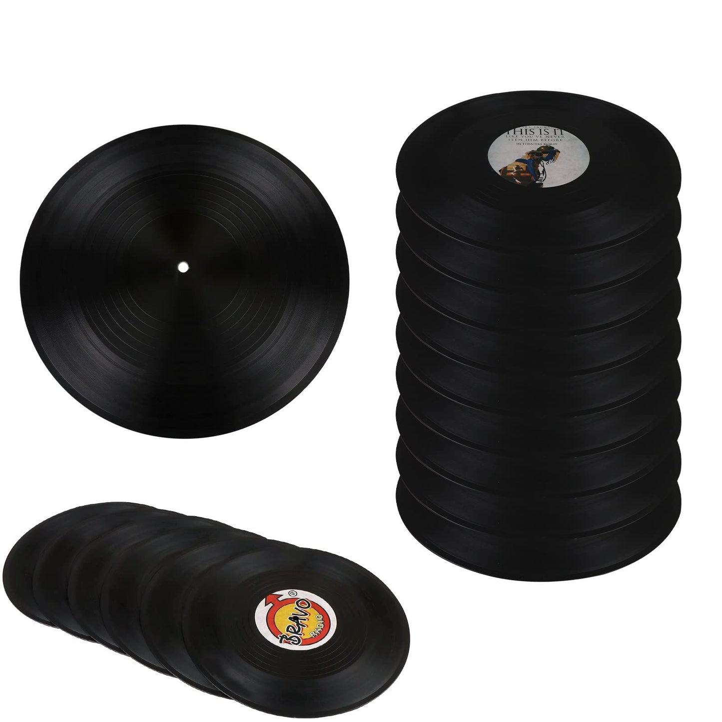 Haiabei - 24 discos en blanco de 12 pulgadas, discos falsos clásico, decoración de Hip Hop Rock de los años 70, 80, 90, decoración retro para el hogar, estudio, habitación y pared estética