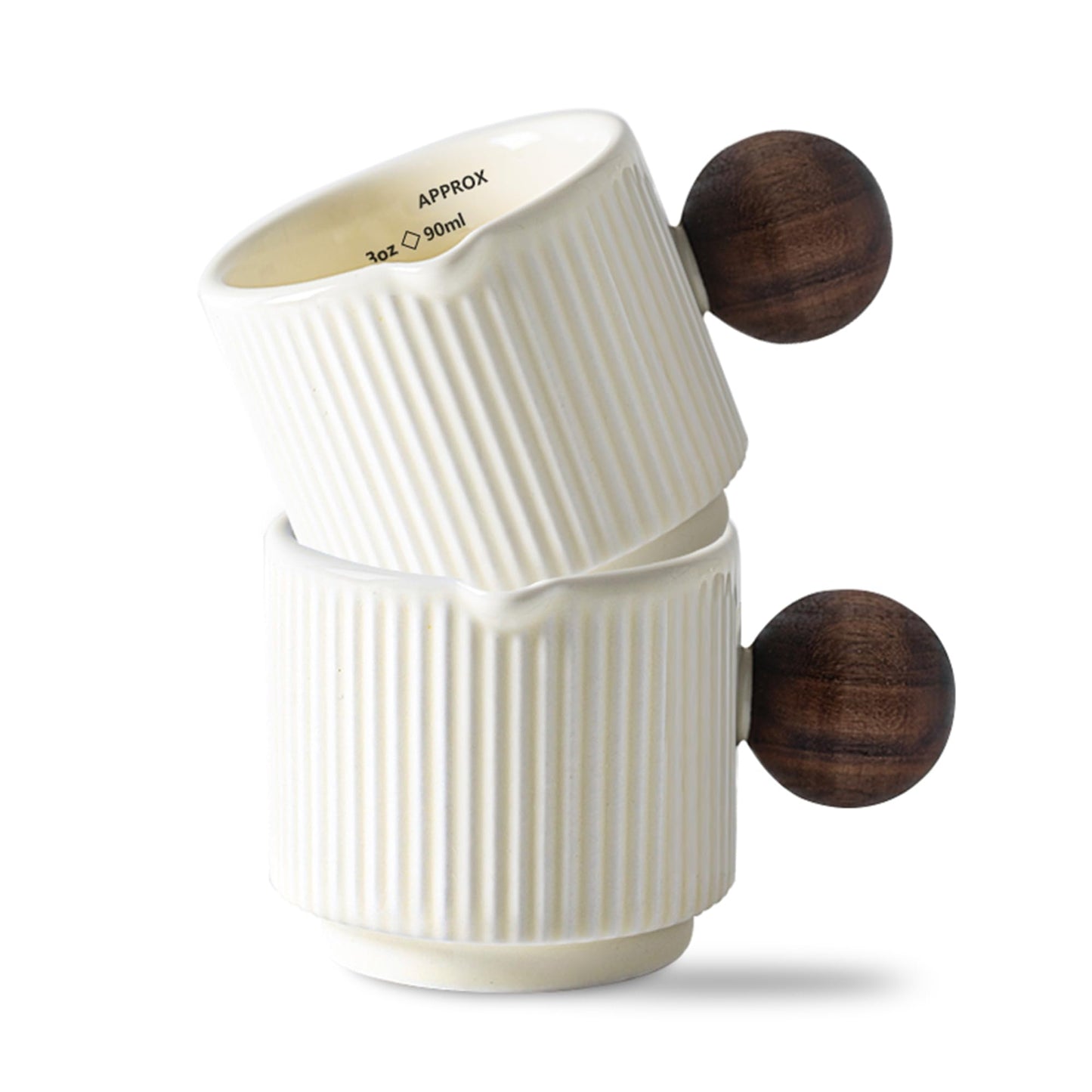 Tazas de Café Espresso de Cerámica KEMORELA Blanca con Boquillas y Asas 90 ml