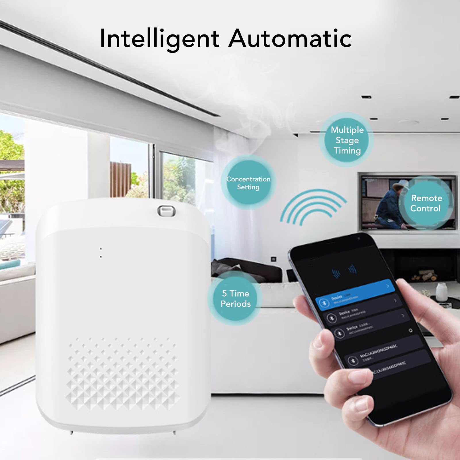 Máquina de Aire con Bluetooth, Aplicación Inteligente, Control Remoto, Difusores de Aceite Esencial sin Agua con Botella de 400 Ml, de Difusión de (Enchufe de EE.