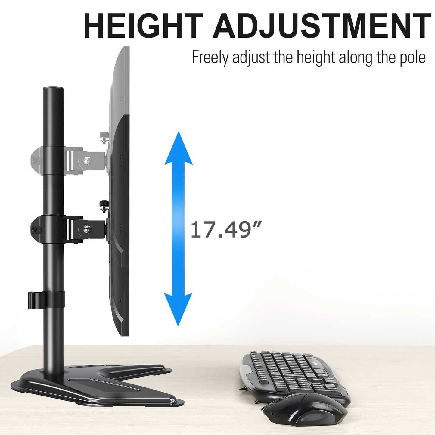 Soporte de Monitor Individual MOUNTUP Negro con Altura Ajustable y Rotación para Pantallas de Ordenador de 13 a 32 Pulgadas
