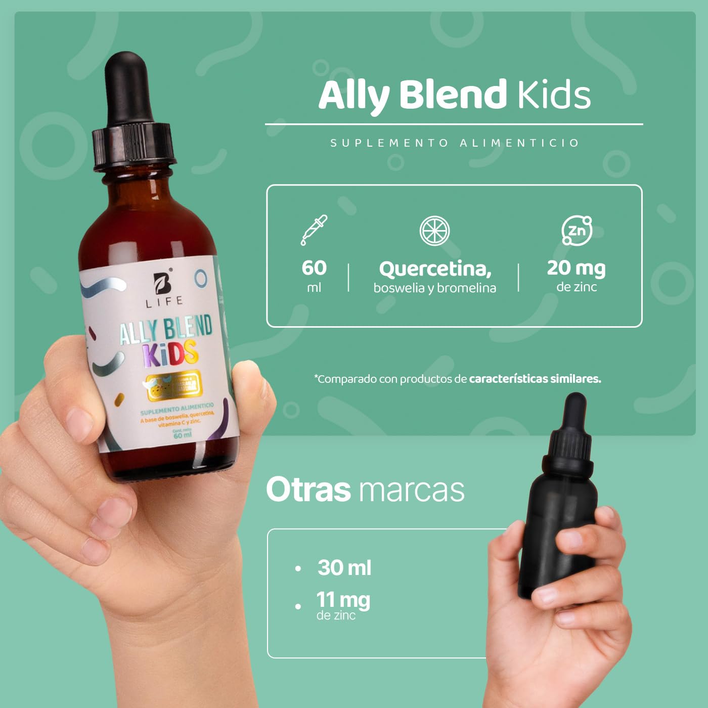 Gotas Vitamina C y Zinc Ally Blend Kids B Life 60 ml para Niños