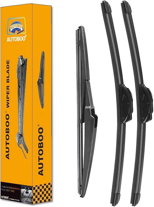 AUTOBOO - Repuesto de limpiaparabrisas de 56 + 53 cm y repuesto de limpiaparabrisas trasero de 3.05 cm para Dodge Durando 2011-2019, 2023, Jeep Grand Cherokee (paquete de 3)