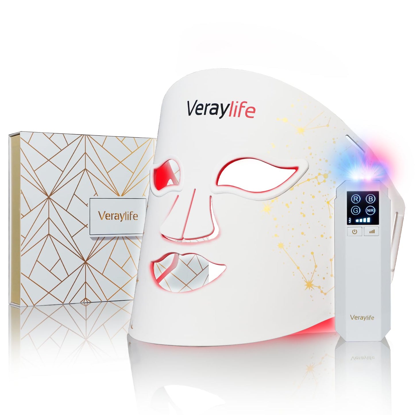 Terapia de Luz Roja Facial, Mascarilla LED Portátil con 7 Colores y 8 Modos, Luz Infrarroja 850nm y Azul Localizada para Acné, 432 LEDs Profesionales