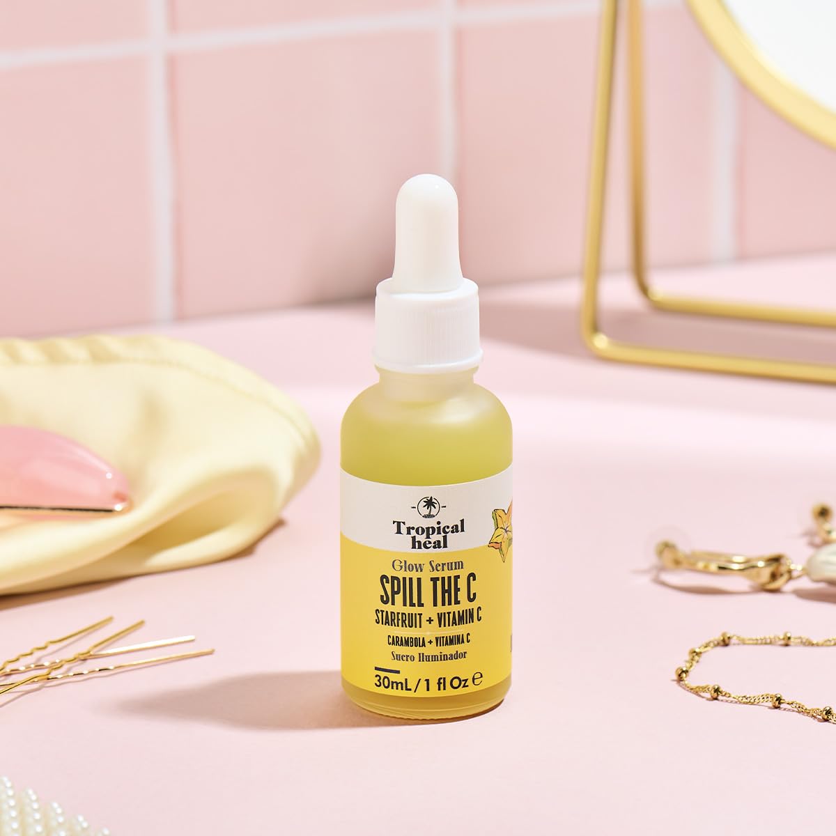 Tropical Heal - Spill The C Serum Facial Vitamina C Iluminador Antioxidante con Carambola y Ácido Ascórbico 10% - Piel Radiante y Suave, 30 ml