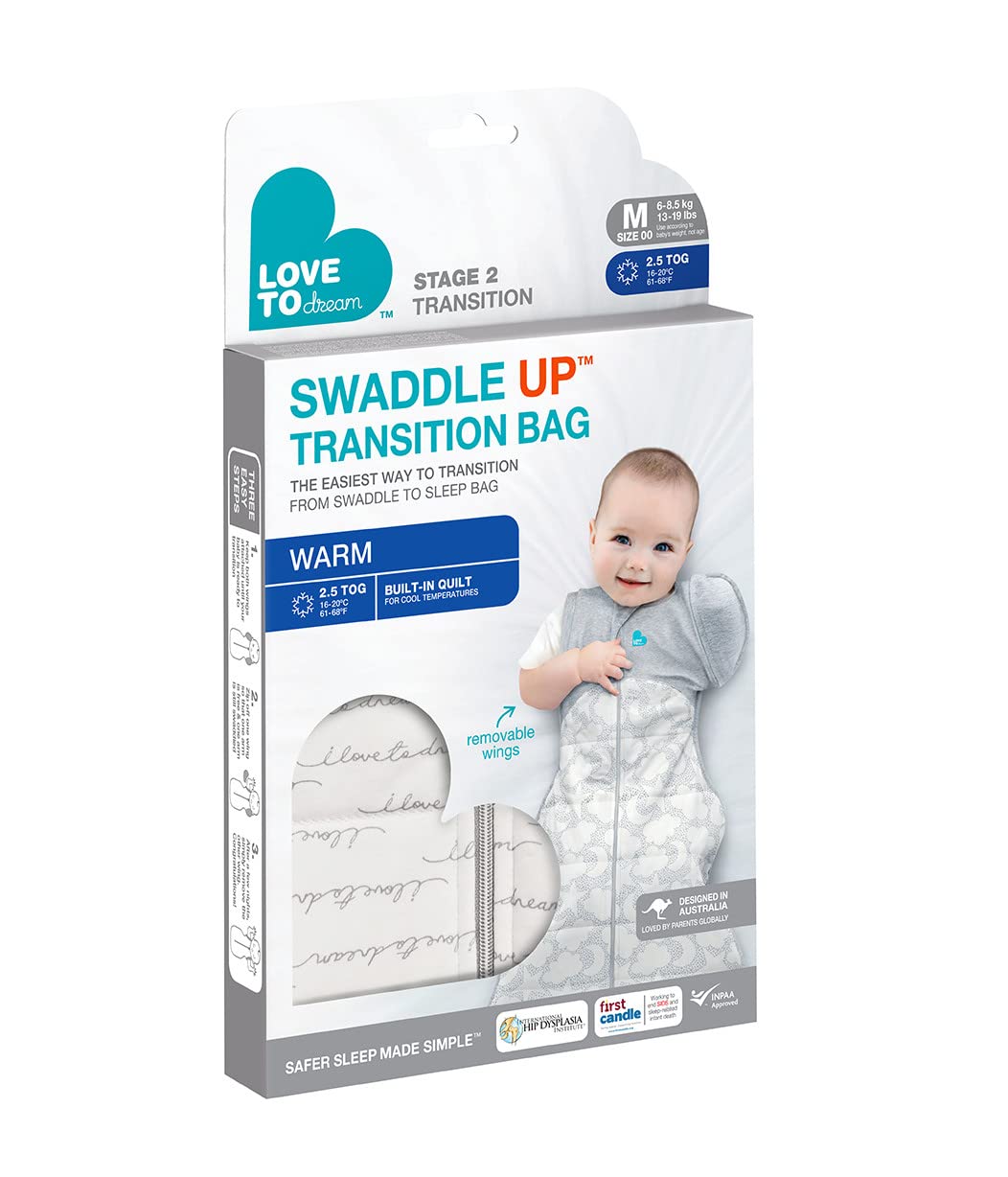 Love To Dream Swaddle UP, Saco para Dormir Bebe de Transición Ideal para el Sueño Cómodo - Saquitos para dormir bebe 5.8-8.6 Kg para Climas de 16°C - 20°C - Costal de Algodón Color Fantasía