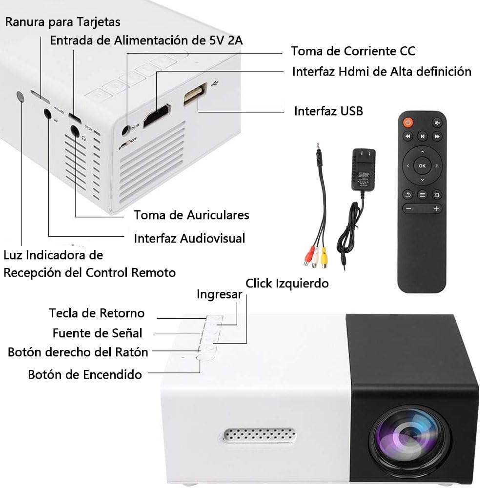 Mini Proyector HD Portátil WiFi soporte 1080P para Cine en Casa y al Aire Libre