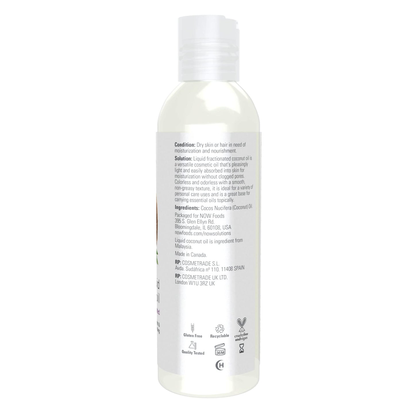 Now foods | Liquid Coconut Oil 118ml | Aceite de coco líquido 118ml
