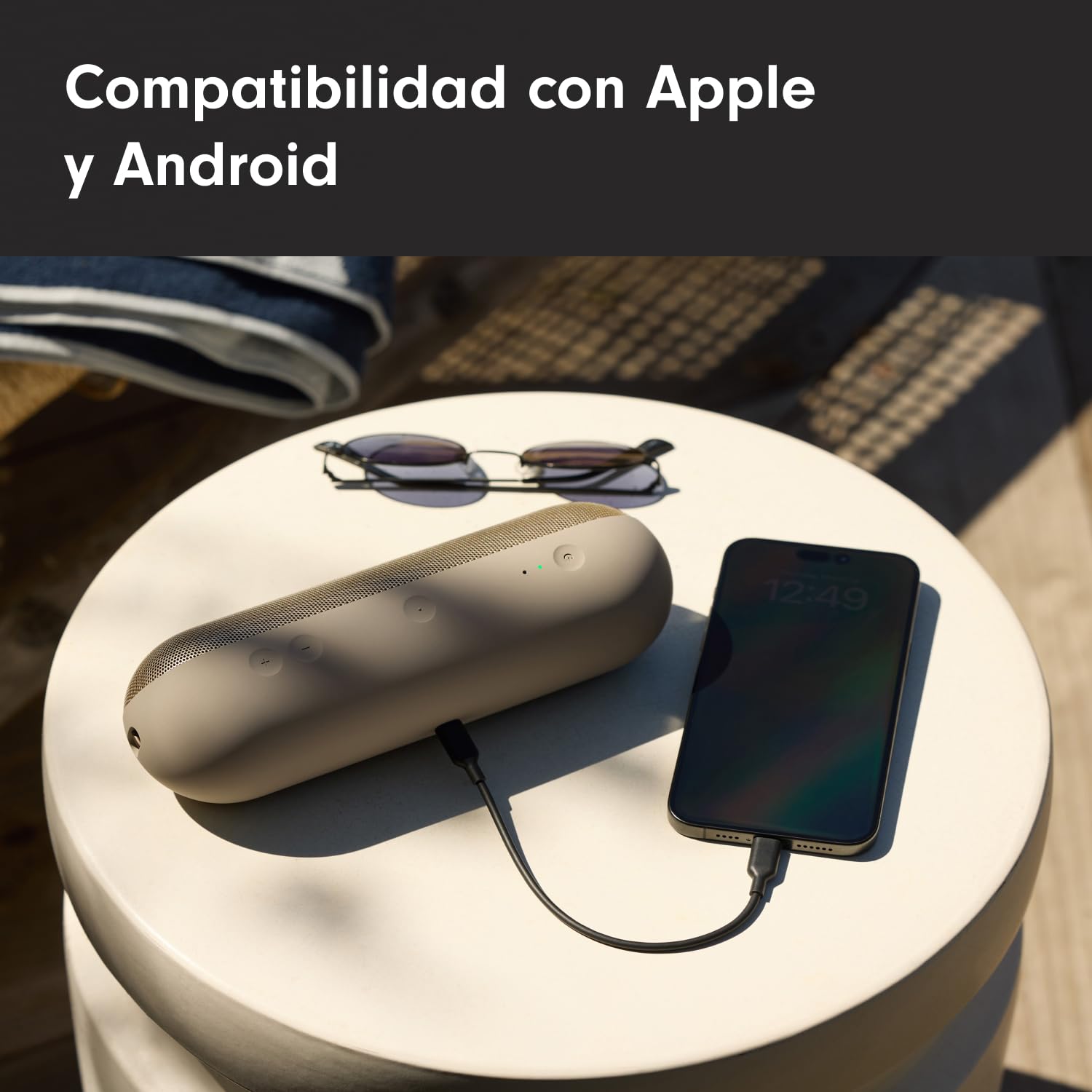 Beats Pill (Última versión)– Altavoz Bluetooth portátil, hasta 24 Horas de batería, Resistente al Agua, Compatible con Apple y Android, Sonido Potente para el hogar, Exteriores y Viajes– Champán