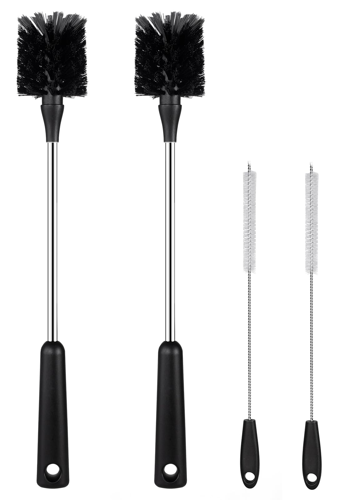 Paquete de 4 cepillos para botellas de agua y pajilla, cepillo para polvo de limpieza para biberones de acero inoxidable de mango largo para biberones deportivos, tazas, platos, tazas de café,