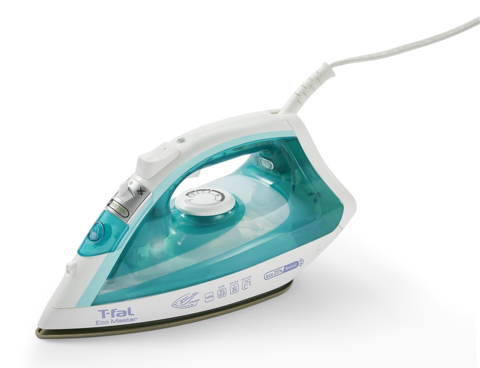 Plancha de Vapor T-fal Blanca Azul Suela de Cerámica Easy Gliding 1400 W