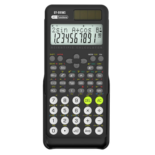 Calculadora Científica NEWYES Negra con 401 Funciones y Pantalla de Doble Fila para Estudiantes y Profesores
