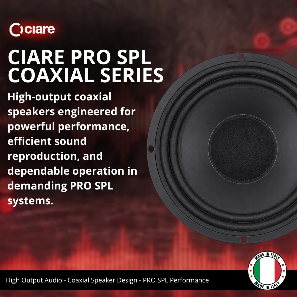 Ciare SPL CXI200 - Altavoz coaxial de 8 pulgadas, 4 ohmios LF / 8 ohmios HF