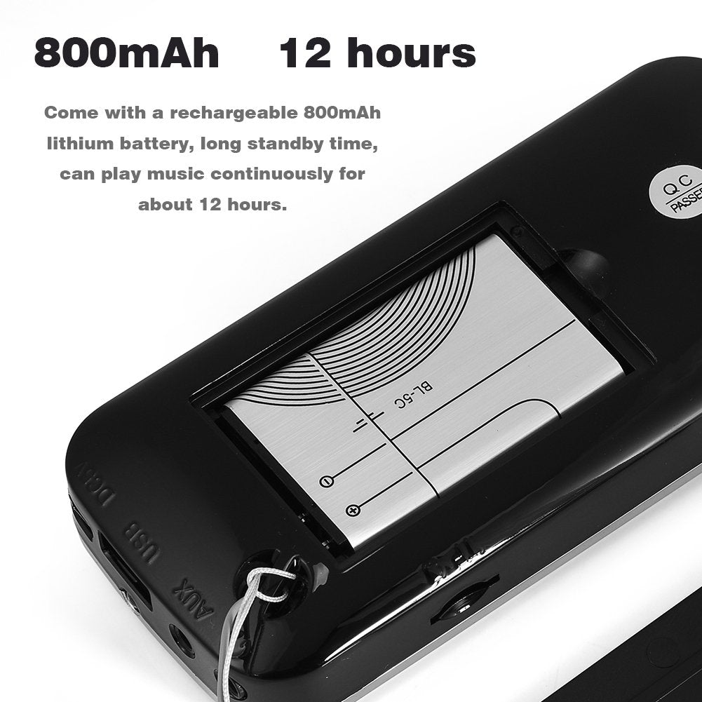 Ciglow Radio FM, Mini Portátil de Audio Digital Reproductor de Música Altavoz con Linterna LED Soporte TF Tarjeta USB AUX