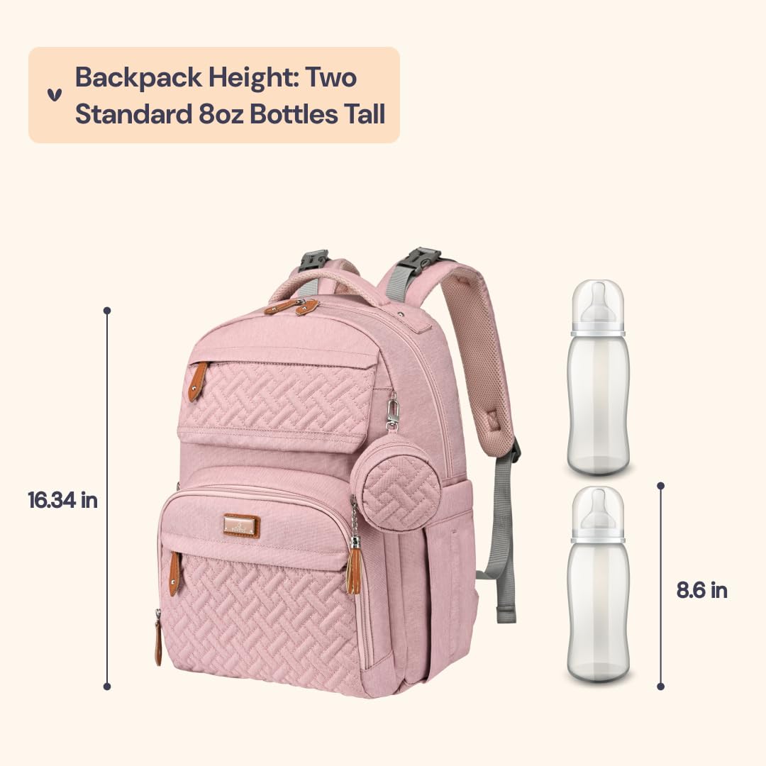 BabbleRoo - Mochila para pañales grande de viaje para bebé con cambiador, bolsas impermeables para bebé para mamá y papá, bolsas unisex con estuche para chupete, correa de equipaje y clips para