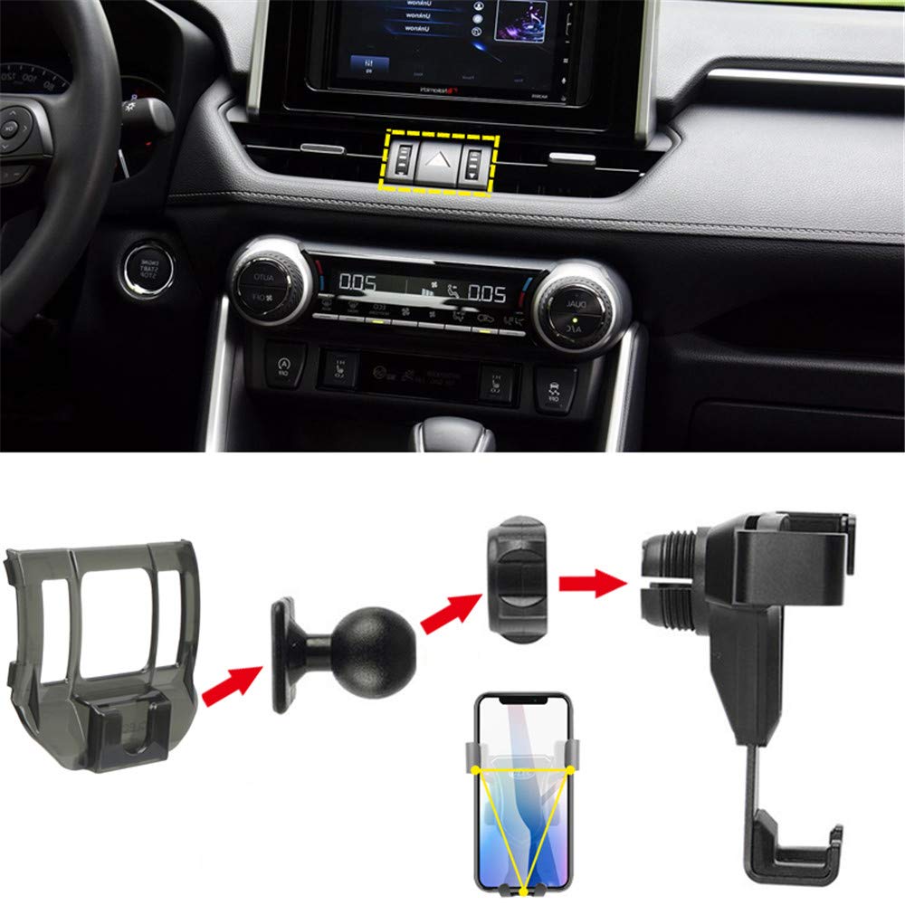 HIGH FLYING Soporte para teléfono Celular para Toyota RAV4 (XA50) 2019 2020 2021 2022 Negro (No se Ajusta a la versión LE, XLE)
