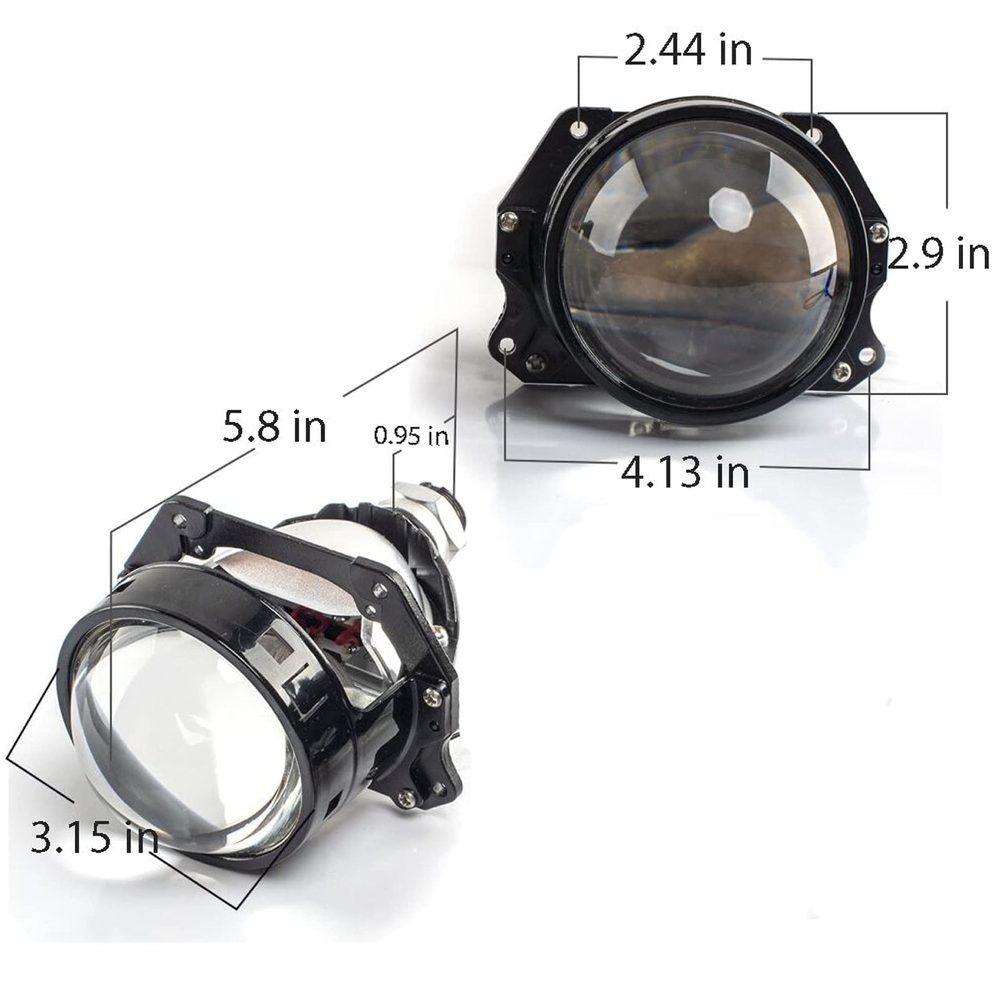 HDYEGIOU - Lente de proyector de 7.6 centímetros Bi LED, ojos de ángel blanco amarillo LED, recubrimiento negro, luz direccional DRL, luz delantera de coche o motocicleta, kit de retroajuste para H1,