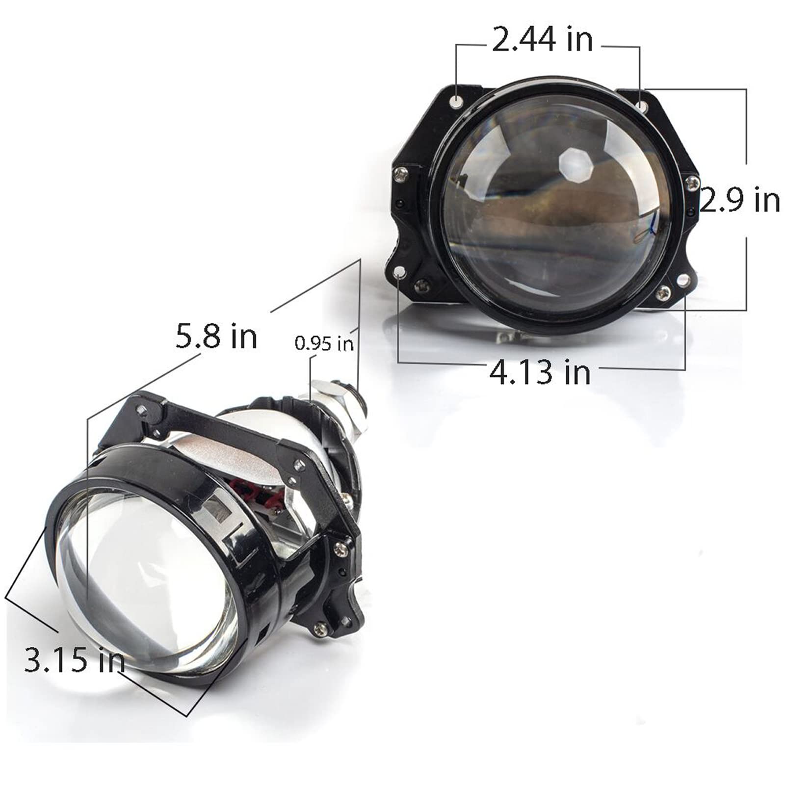 HDYEGIOU - Lente de proyector de 7.6 centímetros Bi LED, ojos de ángel blanco amarillo LED, recubrimiento negro, luz direccional DRL, luz delantera de coche o motocicleta, kit de retroajuste para H1,