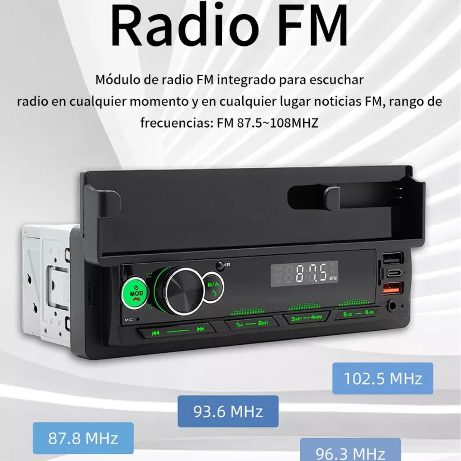 FINYQBET Estéreo para Auto con Mp3 2 USB,Reproductor Estéreo para Coche 1DIN con Control Múltiple, Carga Rápida USB y Subwoofer, Ideal para Conducción Segura y Entretenimiento en el Vehículo