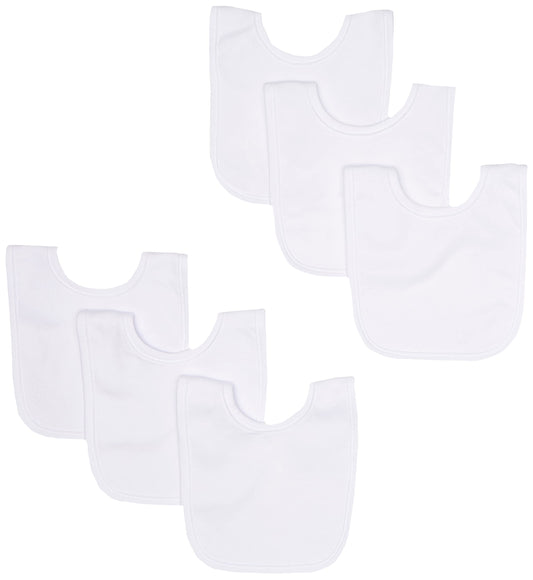 Gerber Paquete de 6 baberos unisex para bebé, color blanco, talla única de EE. UU, Blanco, Talla única
