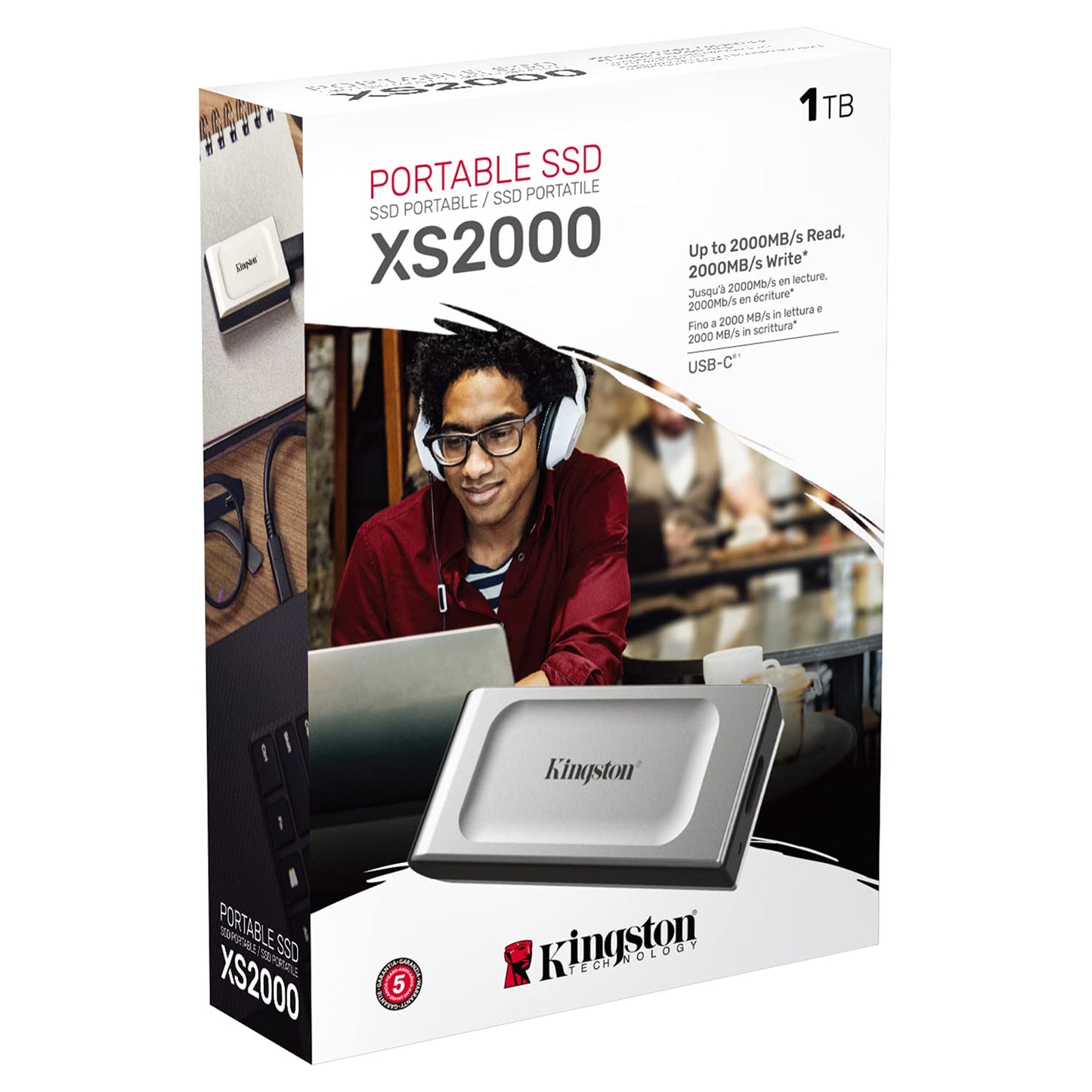 Kingston SSD Externo SXS2000 1000GB USB Tipo C 3.2 Gen 2x2 Lectura: 2.000MB/s y Escritura: 2.000MB/s (SXS2000/1000G)
