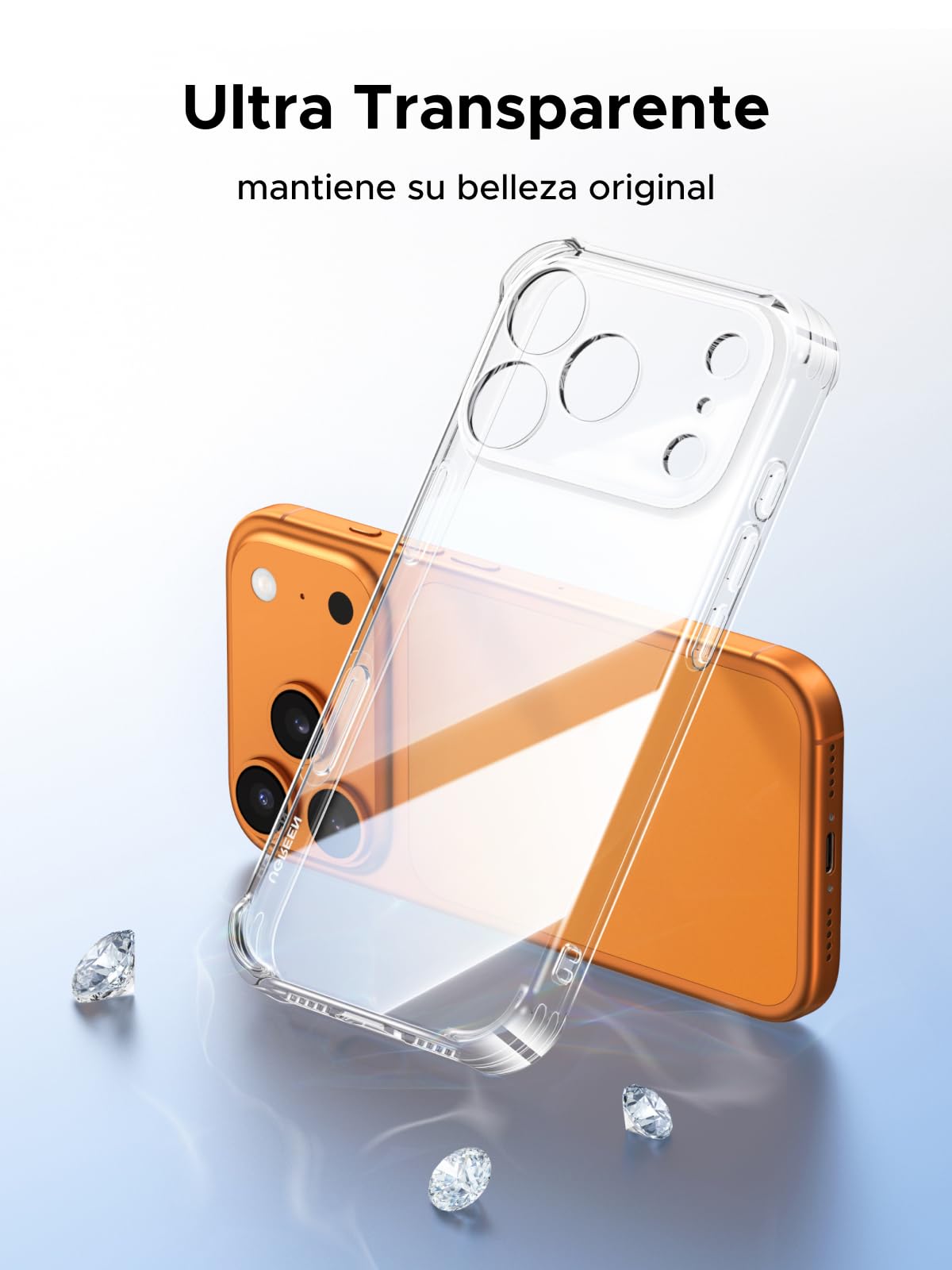 UGREEN Funda para iPhone 17 Pro, Airbags de Alta Elasticidad, Case Anti-Amarillo con Protección de la Lente y contra Caídas, Case para iPhone 17 Pro, Transparente Carcasa 6.3 Pulgadas