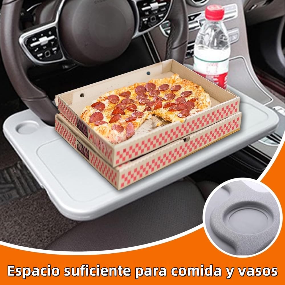 Juzanl Bandeja para Volante de Coche, Multifunciona con Portavasos (Gris)