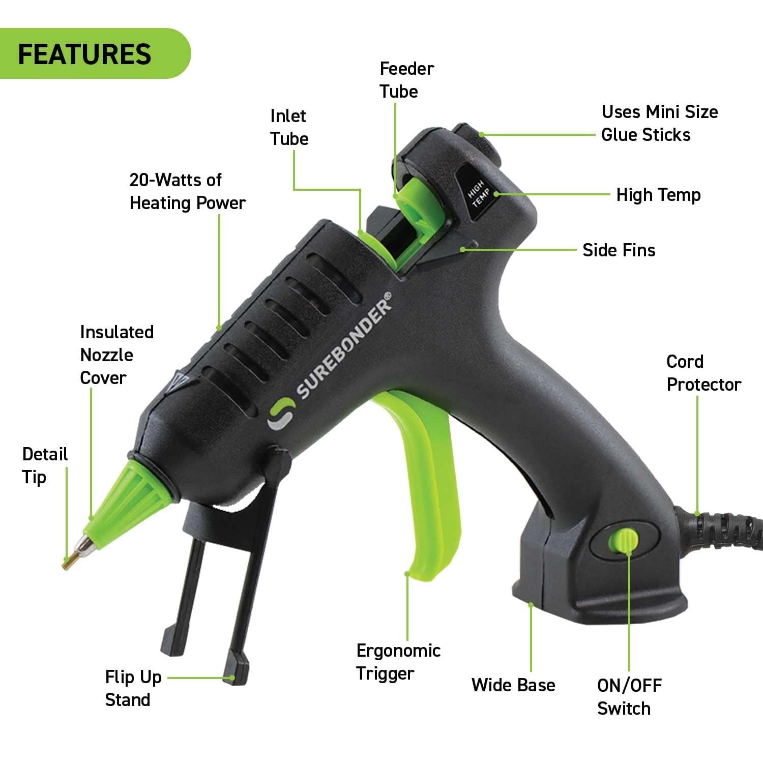 Pistola de Pegamento Caliente Surebonder H-195F Mini 20W Series Specialty