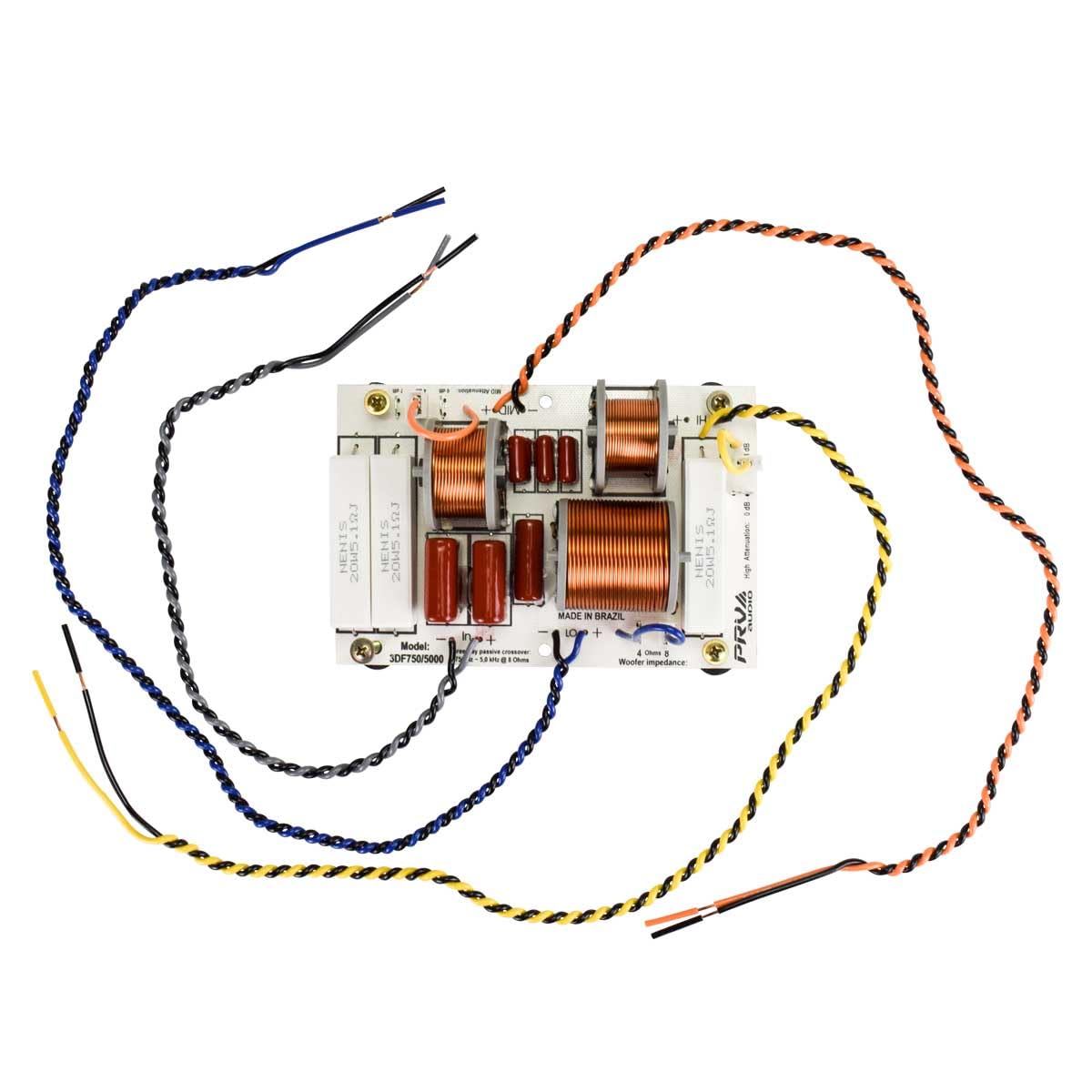 PRV AUDIO 3DF750/5000 - Audio para coche de tres vías con selección de impedancia de woofer, punto de cruce de 3 vías a 750/5000 Hz