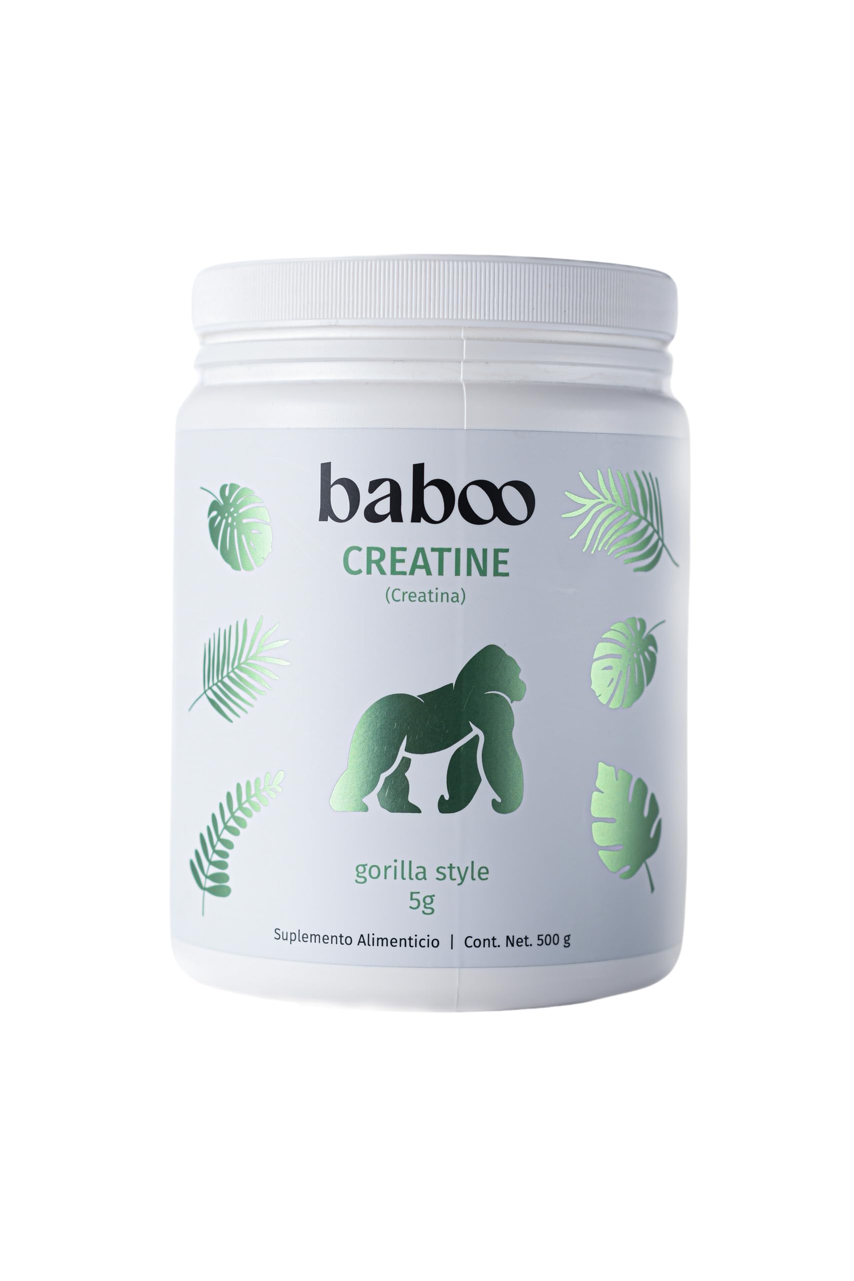 Baboo CREATINA Monohidratada PREMIUM 5g 100 Servicios 500g, Sin Sabor, Pre Workout, Alto Rendimiento, Alta Pureza, Pre Entreno