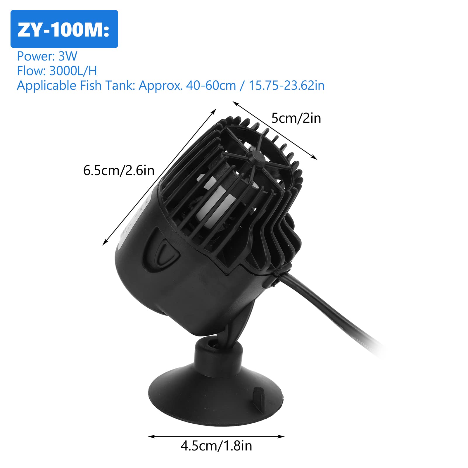 Hztyyier Bomba de Circulación para Tanque de Peces, Bomba Wavemaker para Acuario, Temperatura Uniforme Libre de Inversión Potente para Agua de Mar (EE. UU. 110V ZY-100M)