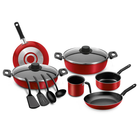 Batería de Cocina Ekco Rojo Classic con Antiadherente 12 Piezas de Aluminio