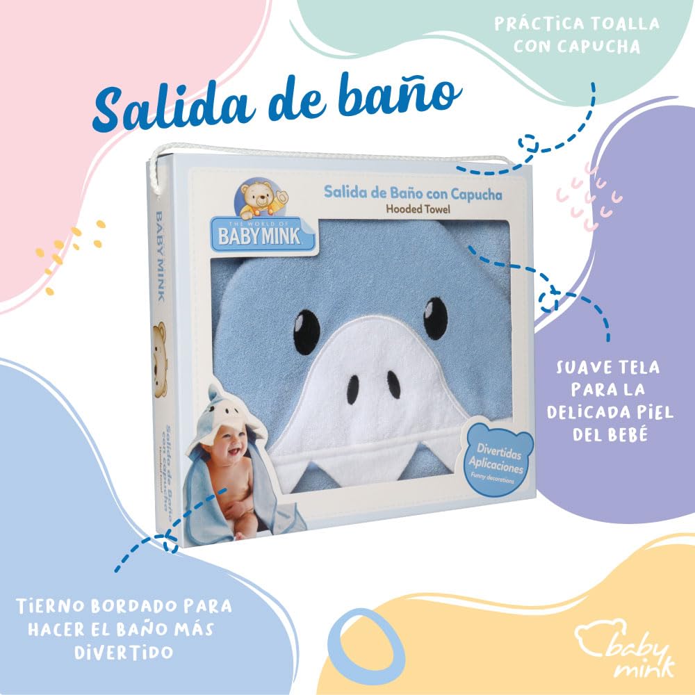 Baby Mink Salida de Baño para Bebé, Suave y Absorbente para Después del Baño (Azul)