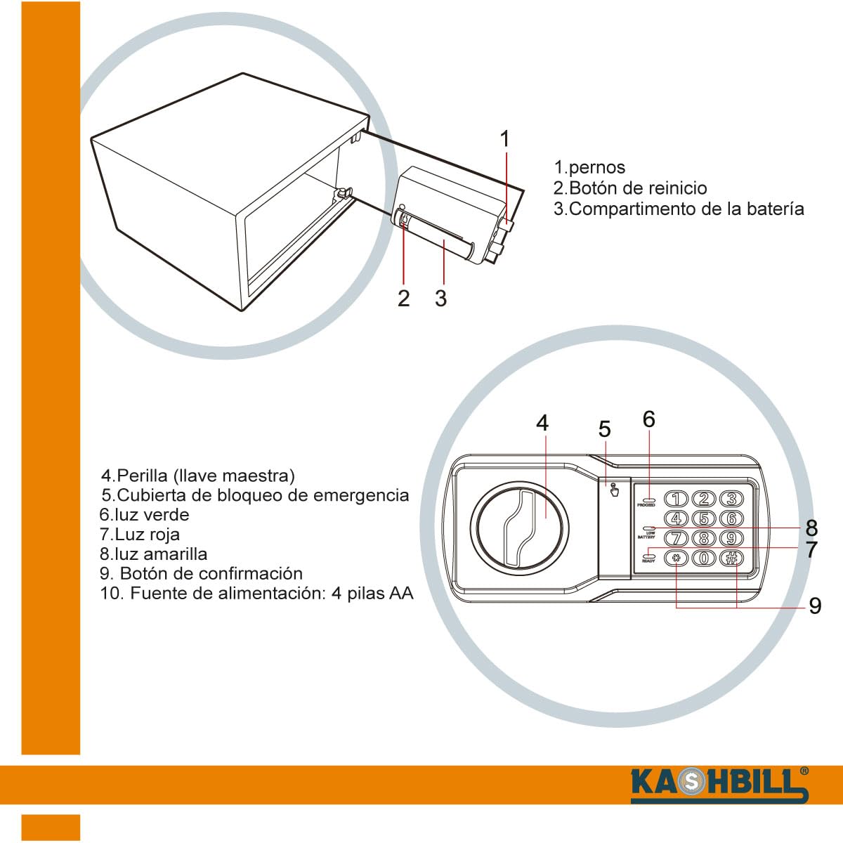 Caja Fuerte Digital Grande Modelo CF04 30x38x30 cm, Cierre Electrónico con Teclado y Llave de Emergencia caja fuerte para casa