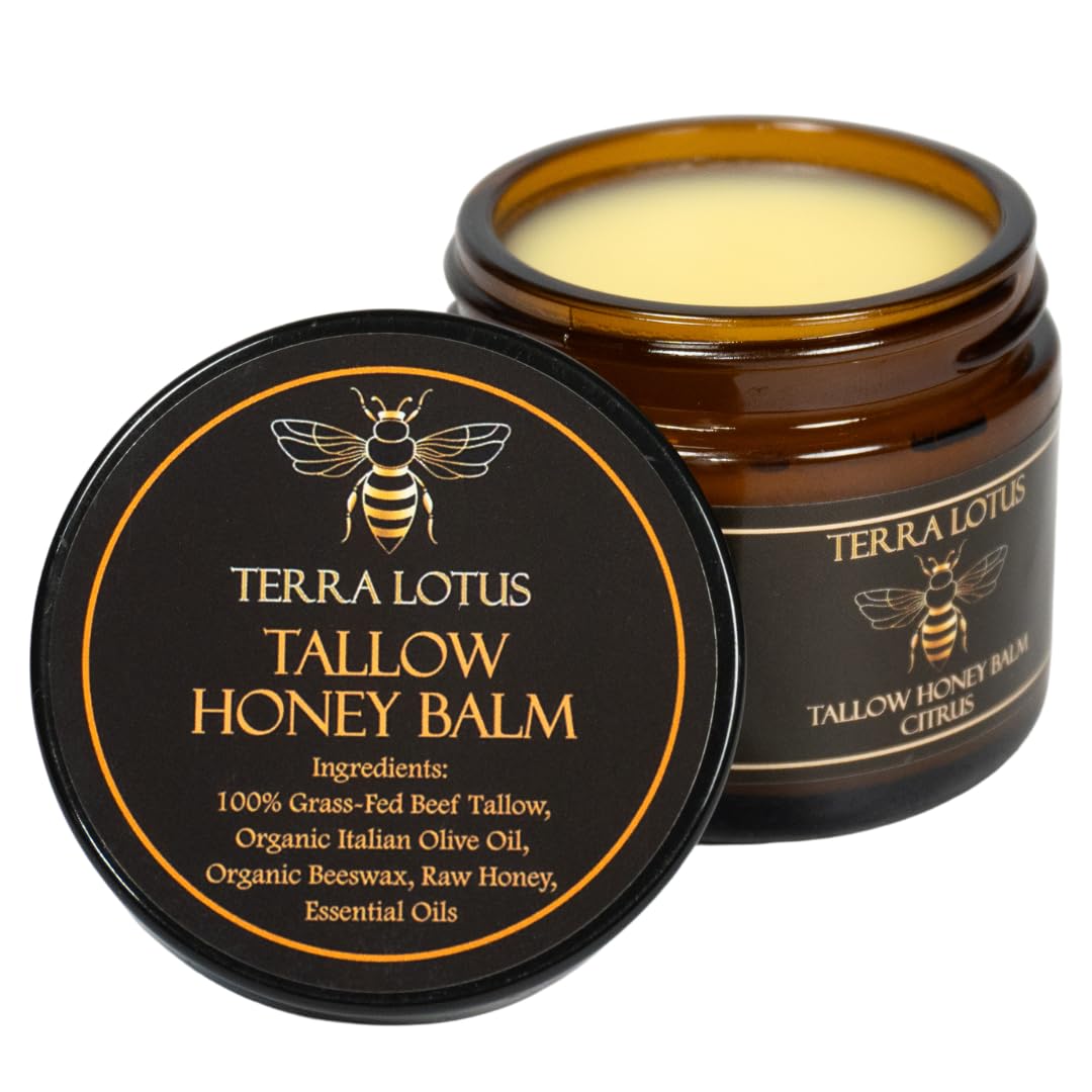 Crema Humectante Terra Lotus Bálsamo de Sebo de Res Miel Cruda para Piel Suave y Tersa