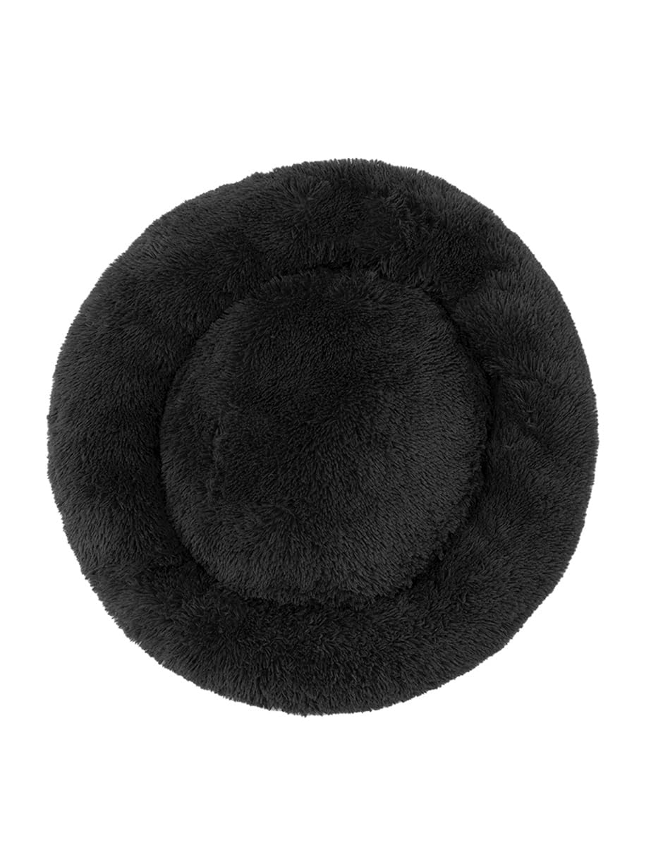 Cama para Mascotas PET TO BED Negra Antiestrés Redonda y Esponjosa