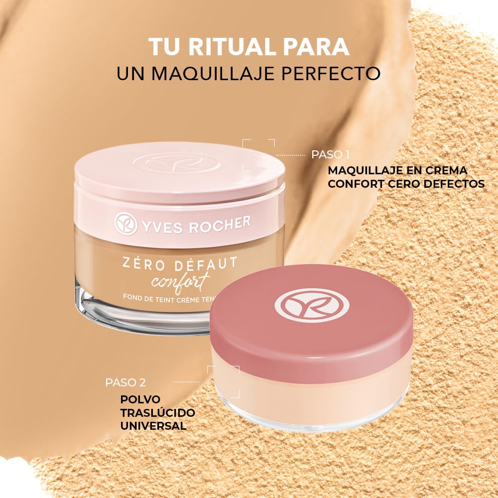 Yves Rocher, Kit Base de Maquillaje, Cobertura alta + Polvo Traslucido, Fija Maquillaje y Controla el Brillo, Fórmula Vegana, 40 ml c/u