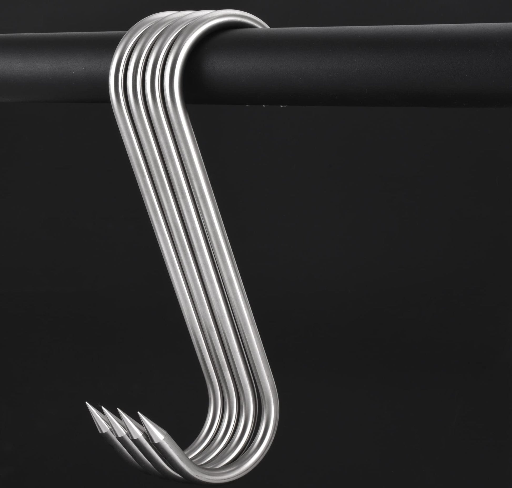 HONSHEN - Ganchos para carne de 10 pulgadas, ganchos en S resistentes de acero inoxidable para procesamiento de carne, 4 unidades