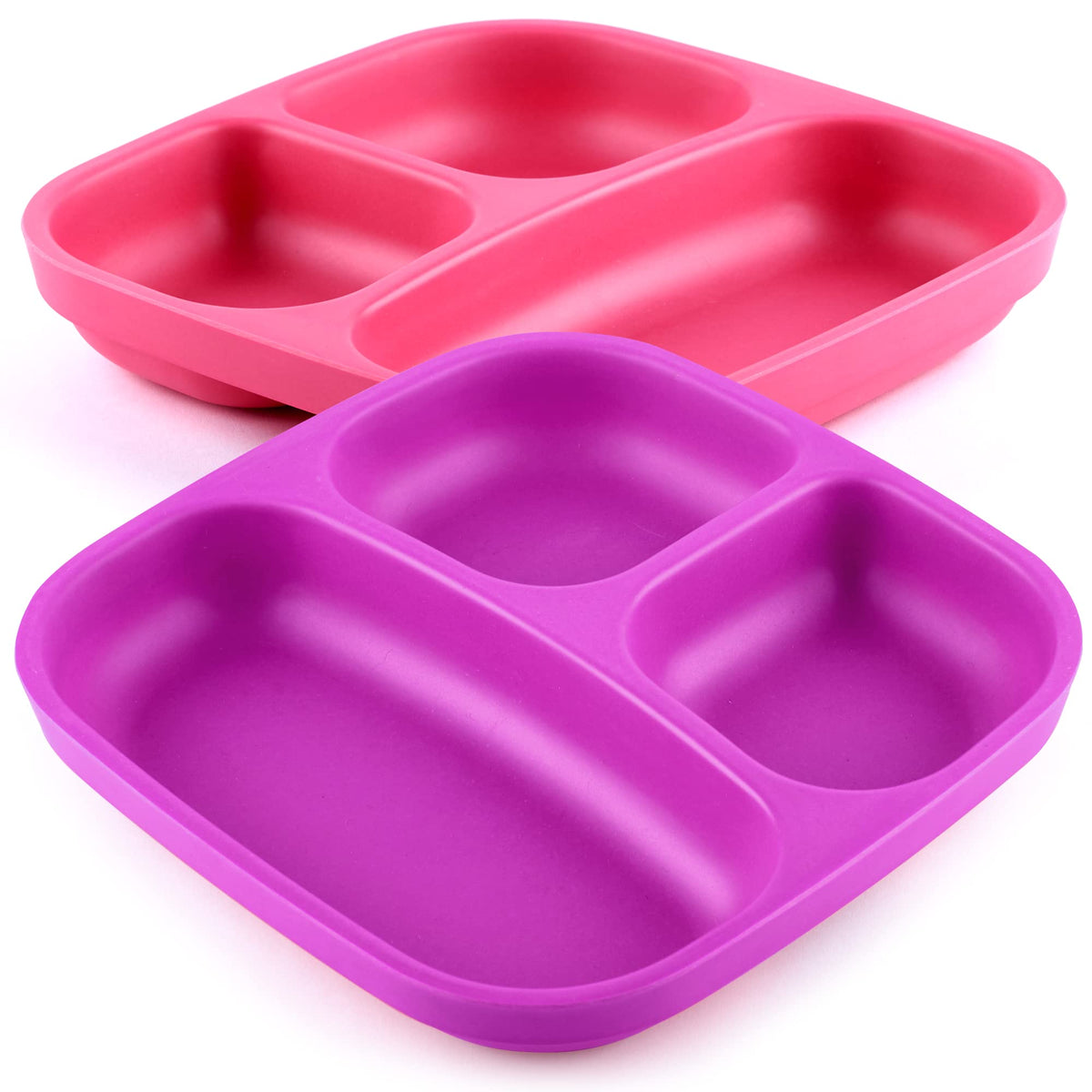 Get Fresh Juego de platos para niños divididos PLA - 2 piezas sin melamina - Vajilla infantil dividida segura para microondas - Platos infantiles apilables sin BPA - Platos reutilizables aptos para