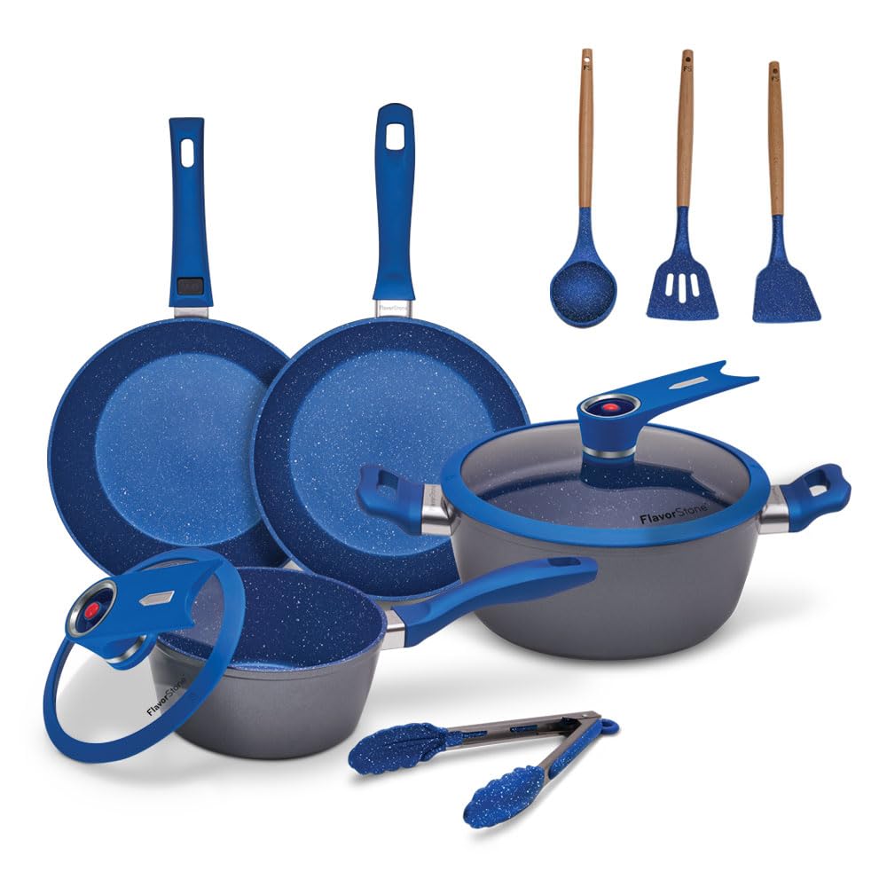Batería de Cocina Flavorstone Azul Set Grande de 10 Piezas