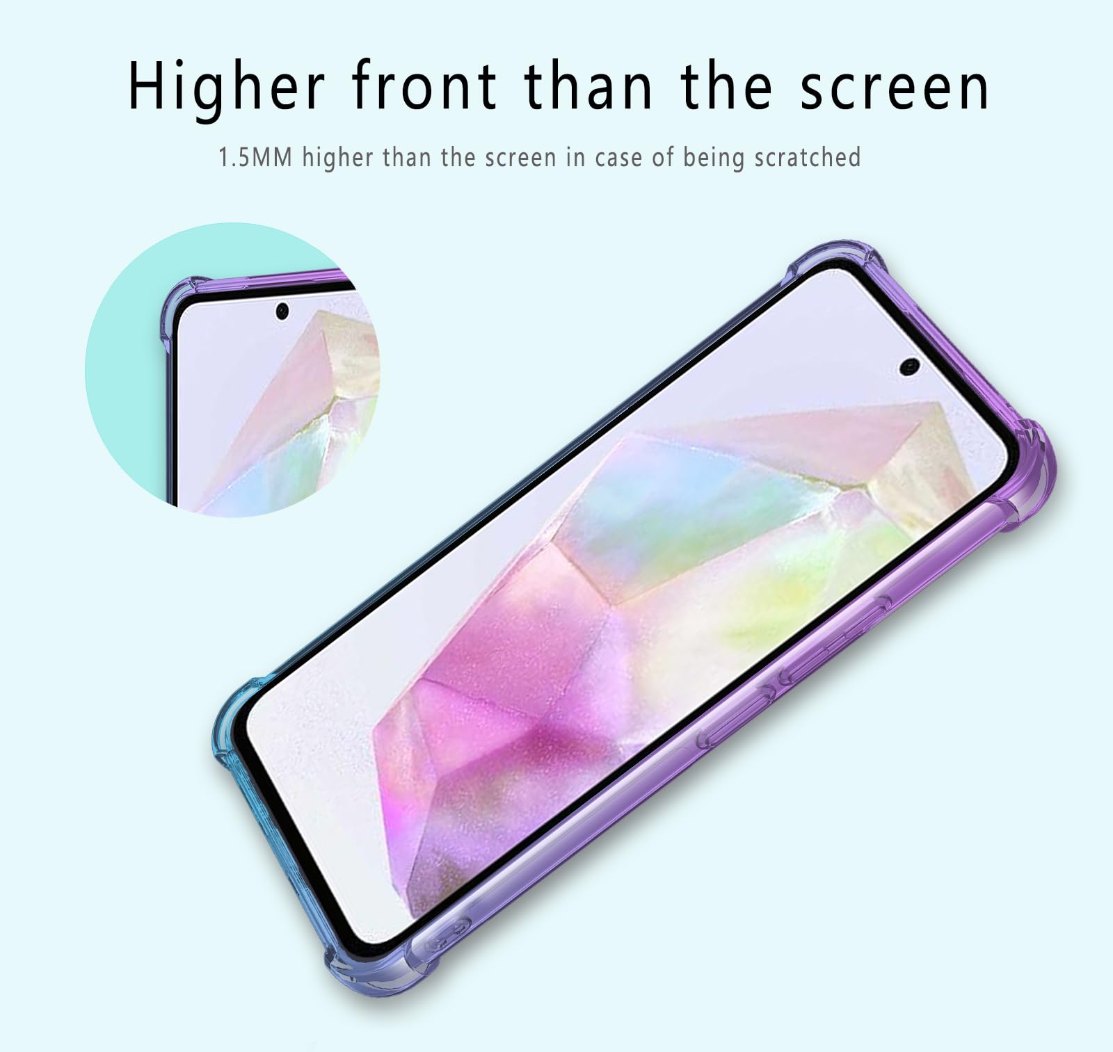 DABUNA Funda para Samsung Galaxy A36 5G Case Uso Rudo,Transparente Colores Degradados Protectora de Cámara Anticaída Carcasa Bumper(Púrpura Azul)