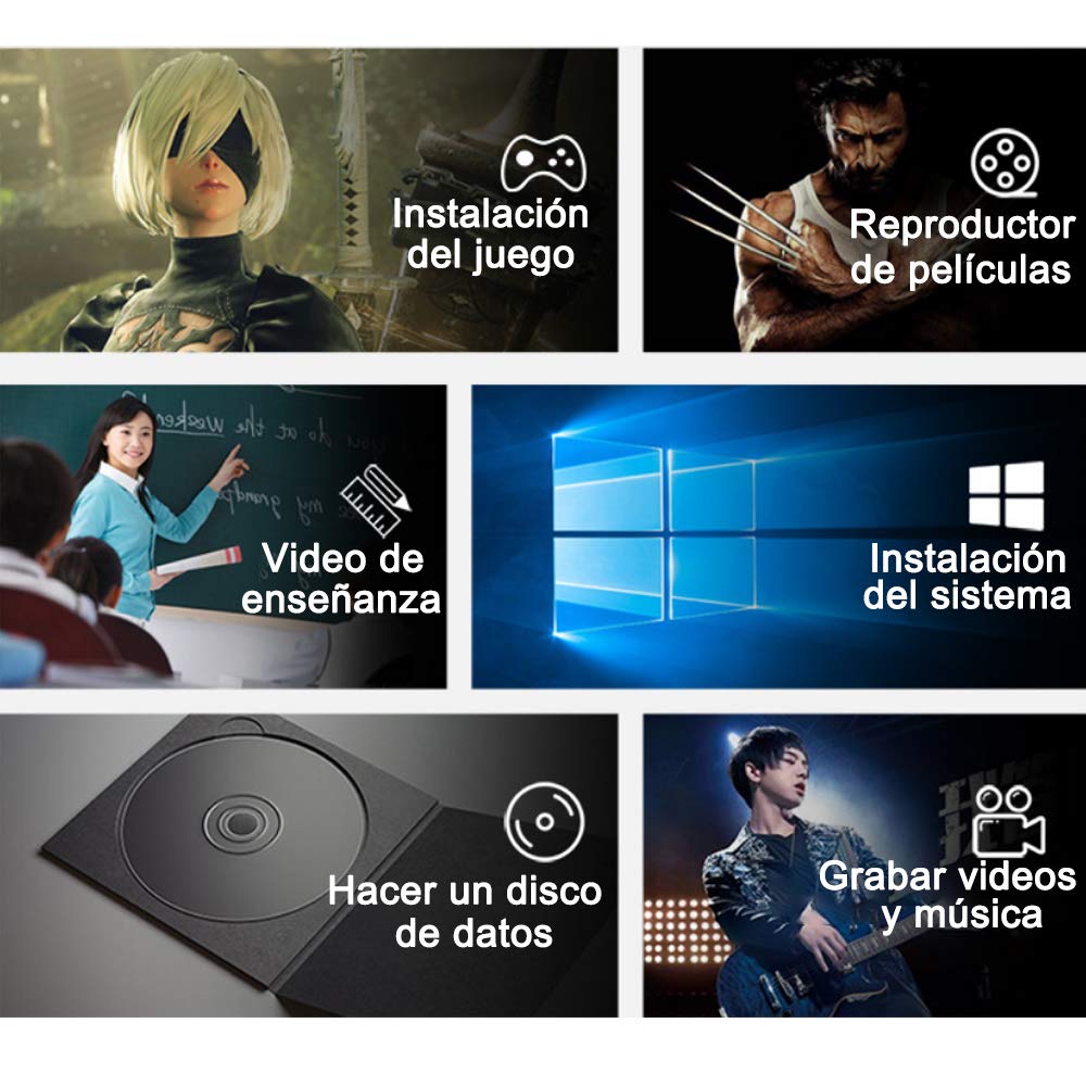 Grabadora CD/DVD Yostyle USB 3.0 Portátil CD/DVD-RW para Windows 2003 / Vista / XP / 7 / 8.1 / 10 / Mac OS