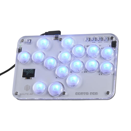 Haute42 Leverless Controller Arcade Stick: S16 Leverless Controller with Kailh Crystal Low-Profile Switches,Leverless Arcade Controller Street Fight for PC/PS3/PS4/Switch Support Hot Swap & SOCD