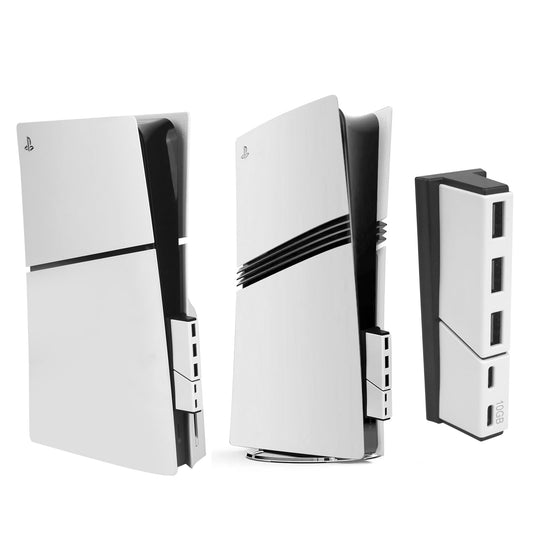 Concentrador USB Raryars Blanco de Alta Velocidad con 3 Puertos para PS5 Slim y PS5 Pro