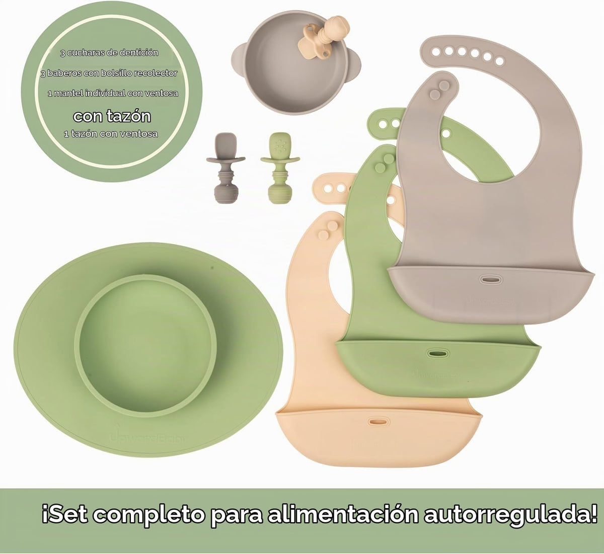 Upward Baby - Suministros de destete LED para bebé, juego de alimentación de bebé, esencial para la alimentación del bebé, conjunto de destete LED para bebé, esencial para comer bebés, juego de