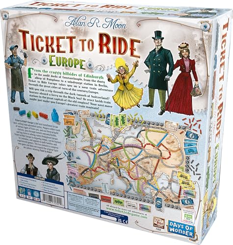 Days of Wonder Ticket to Ride Europe - Juego de Mesa de Estrategia sobre ferrocarriles (en inglés)