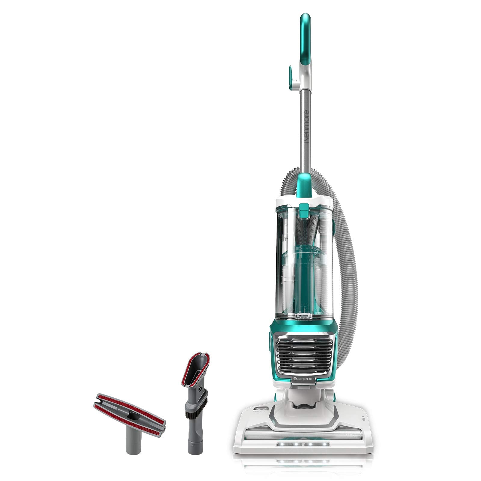 Kenmore DU2012 Aspiradora vertical sin bolsa con succión de potencia de 2 motores, limpiador ligero de alfombras con manguera de 10 pies, filtro HEPA, 2 herramientas de limpieza para pelo de mascotas, suelo de madera dura, verde