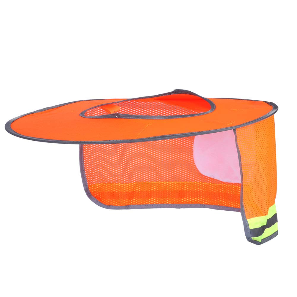 Haofy Casco de Verano al Aire Libre Sombrilla Protector Solar Transpirable Casco de Seguridad Sombra ala Completa Malla Cuello Cubierta Protectora Escudo Casco Sombra Naranja