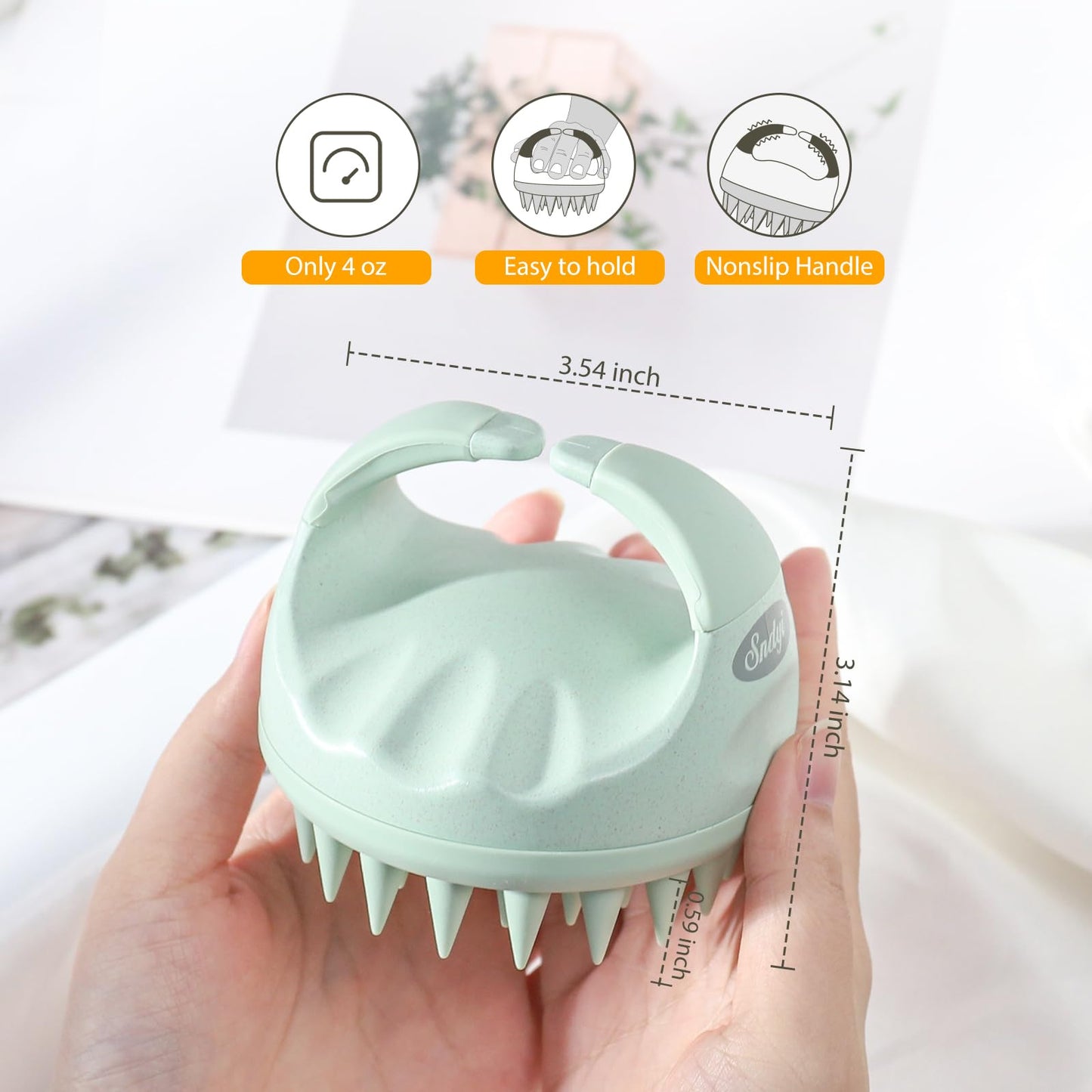 Sndyi Cepillo masajeador de cuero cabelludo, exfoliante de cuero cabelludo con cerdas de silicona suave, exfoliante de cuero cabelludo para eliminación de caspa, masajeador de cuero cabelludo para el crecimiento del cabello, cepillo de cabello seco húmedo