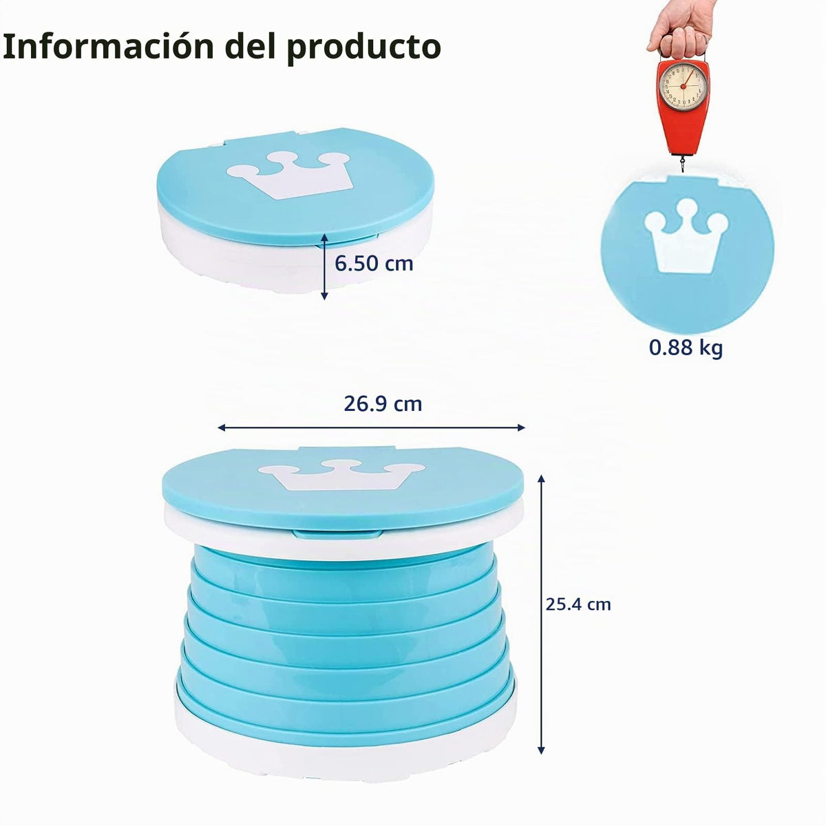 Orinal de viaje para niños pequeños, inodoro portátil y plegable, se aplica al asiento de emergencia para automóvil, campamento, al aire última intervensión, interior (azul, pequeño)