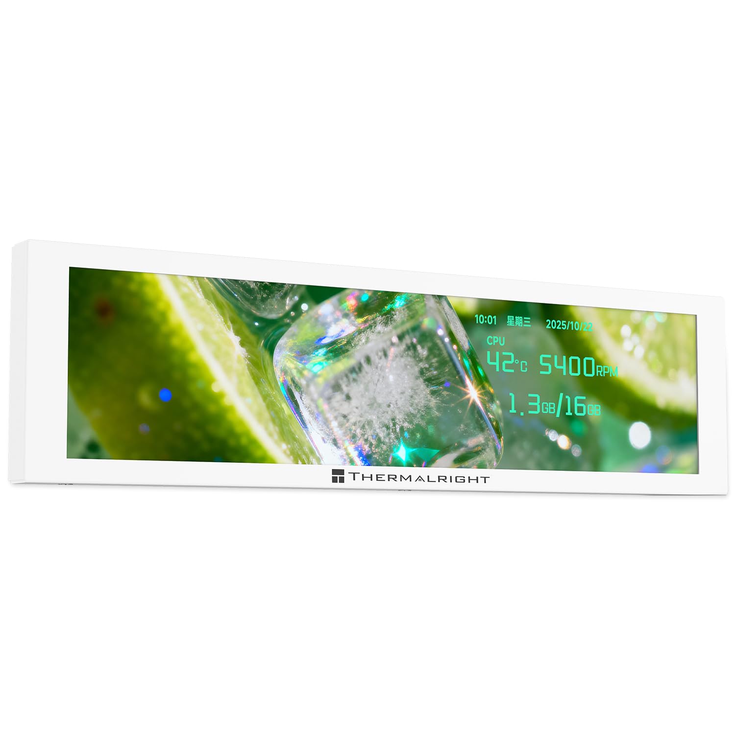 Thermalright TV 9.16 visualización LCD blanca – Succión magnética, panel IPS de 9.16 pulgadas, resolución de 1280 x 480 para conmutación de imagen estática/dinámica, se puede emparejar con un